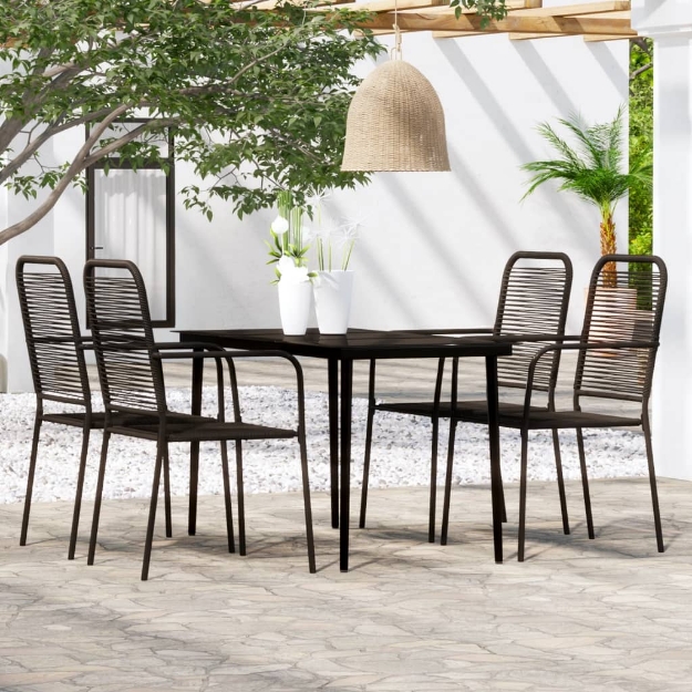 Set Mobili da Pranzo per Giardino 5 pz Nero