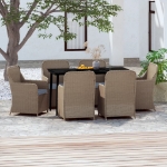 Set da Pranzo per Giardino 7 pz con Cuscini Marrone