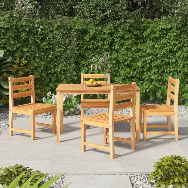 Set da Pranzo per Giardino 5 pz in Legno Massello di Teak