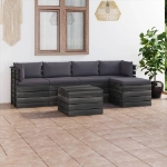 Set Divani da Giardino su Pallet 6 pz con Cuscini Massello Pino