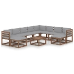 Set Divani da Giardino con Cuscini 11 pz Grigio