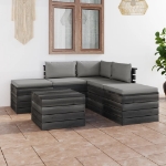 Set Divani da Giardino su Pallet 6 pz con Cuscini Massello Pino