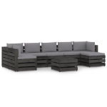 Set Divani da Giardino con Cuscini 8 pz Legno Impregnato Grigio