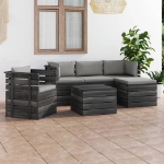 Set Divani da Giardino su Pallet 6 pz con Cuscini Massello Pino