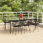 Set da Pranzo da Giardino 7 pz Nero in Polyrattan