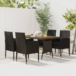 Set da Pranzo per Esterni 5 pz in Polyrattan Nero