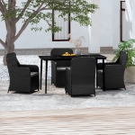 Set da Pranzo per Giardino 5 pz con Cuscini Nero