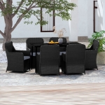 Set Mobili da Pranzo per Giardino 7 pz con Cuscini Nero