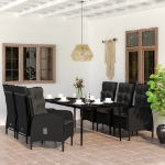 Set Mobili da Pranzo per Giardino 7 pz con Cuscini Nero