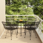 Set da Pranzo da Giardino 5 pz Nero in Polyrattan