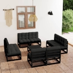 Set Divani da Giardino 9 pz con Cuscini Legno Massello di Pino