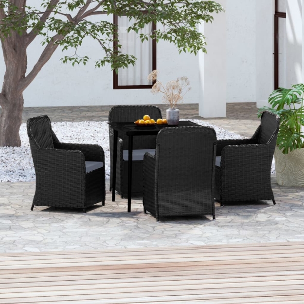 Set da Pranzo per Giardino 5 pz con Cuscini Nero