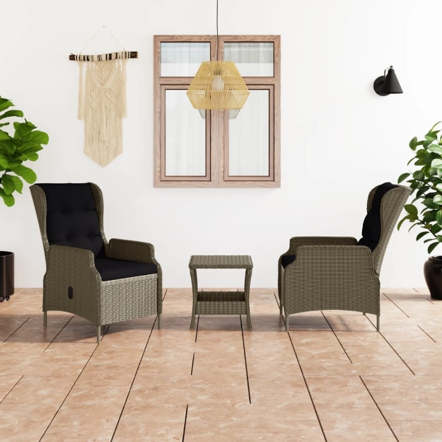 Set Divani da Giardino 3 pz con Cuscini in Polyrattan Marrone