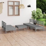 Set Divani da Giardino 6 pz Grigio in Legno Massello di Pino