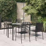 Set da Pranzo da Giardino 5 pz Nero Corda di Cotone e Acciaio