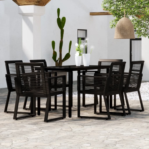 Set Mobili da Pranzo per Giardino 7 pz Nero