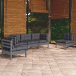 Set Divani da Giardino 5 pz con Cuscini Legno Massello di Pino