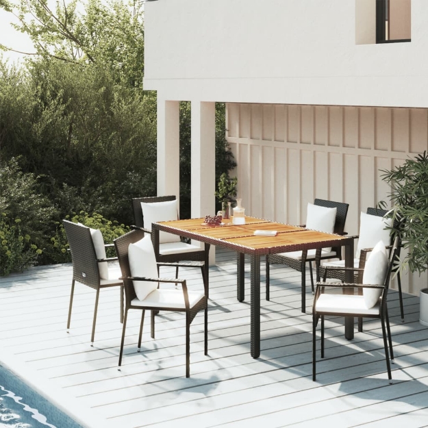 Set da Pranzo da Giardino 5 pz Nero con Cuscini in Polyrattan