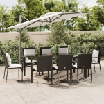 Set da Pranzo da Giardino 7 pz Nero con Cuscini in Polyrattan