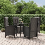 Set da Pranzo da Giardino 5 pz Nero con Cuscini in Polyrattan