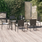 Set da Pranzo da Giardino 7 pz Nero con Cuscini in Polyrattan