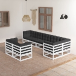 Set Divani da Giardino 8 pz con Cuscini Legno Massello di Pino