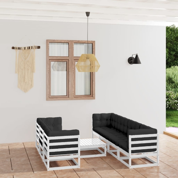 Set Divani da Giardino 8 pz con Cuscini Legno Massello di Pino