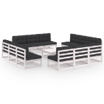 Set Divani da Giardino 13 pz con Cuscini Legno Massello di Pino