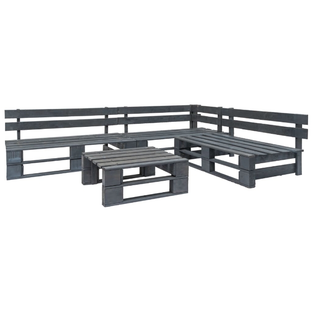 Set Divani da Giardino con Pallet 4 pz in Legno Grigio