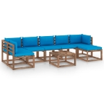 Set Divani da Giardino 8 pz con Cuscini Blu Chiaro