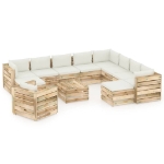 Set Divani da Giardino con Cuscini 12 pz Legno Impregnato Verde