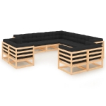 Set Divani Giardino 11 pz con Cuscini Antracite Legno di Pino