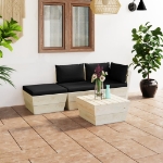 Set Divani da Giardino su Pallet 4 pz con Cuscini Legno Abete