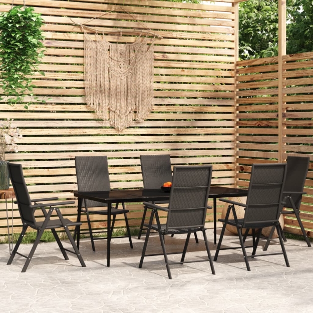 Set Mobili da Pranzo per Giardino 7 pz Nero