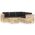 Set Divani da Giardino con Cuscini 6 pz Legno Impregnato Verde