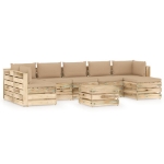 Set Divani da Giardino con Cuscini 8 pz Legno Impregnato Verde