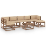 Set Divani da Giardino 8 pz con Cuscini Beige