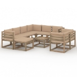 Set Divani da Giardino 10 pz con Cuscini Beige