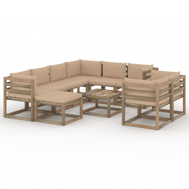 Set Divani da Giardino 10 pz con Cuscini Beige