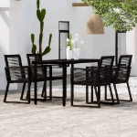 Set Mobili da Pranzo per Giardino 5 pz Nero