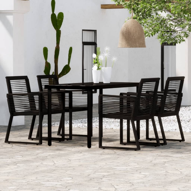 Set Mobili da Pranzo per Giardino 5 pz Nero