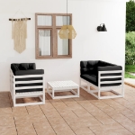 Set Divani da Giardino 5 pz con Cuscini Legno Massello di Pino