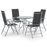 Set Mobili Pranzo Giardino 5pz Alluminio e Textilene Argento