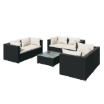 Set Divani da Giardino 7 pz con Cuscini in Polyrattan Nero