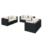 Set Divani da Giardino 6 pz con Cuscini in Polyrattan Nero