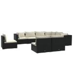 Set Divani da Giardino 9 pz con Cuscini in Polyrattan Nero