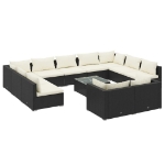 Set Divani da Giardino 12 pz con Cuscini in Polyrattan Nero