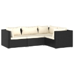 Set Divani da Giardino 4 pz con Cuscini in Polyrattan Nero