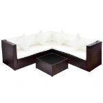 Set Divani da Giardino 4 pz con Cuscini in Polyrattan Marrone