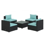 Set Divani da Giardino 5 pz con Cuscini in Polyrattan Nero